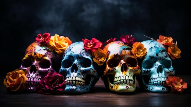 Colorful Skulls for Cinco de Mayo and Day of the Dead