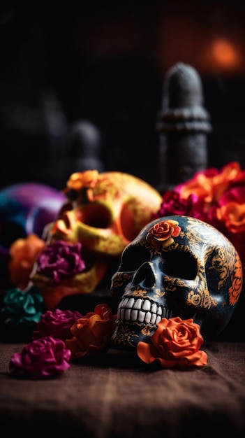 Colorful Skulls for Cinco de Mayo and Day of the Dead