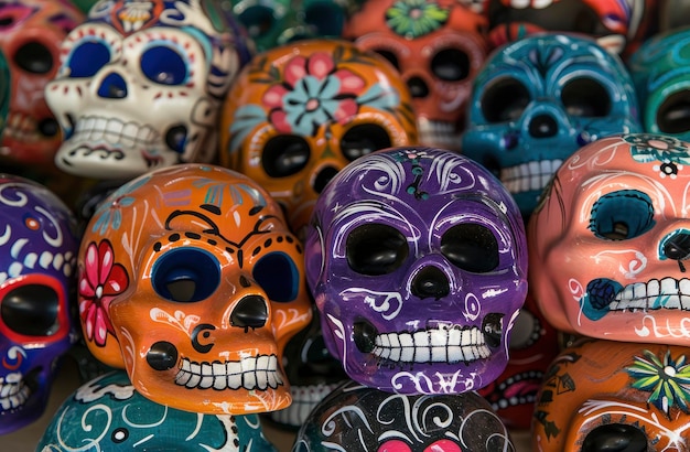 Photo colorful skulls for the day of the dead festival in mexico