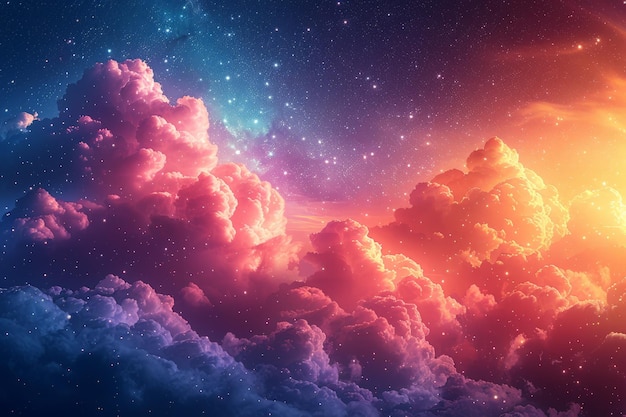 Colorful Sky Abounding With Clouds and Stars