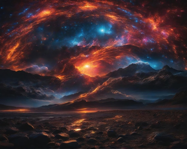 Colorful sky fantasy full of stars