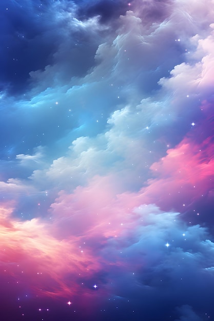 a colorful sky filled with stars and clouds Ethereal Nebulous Cloud in Stellar Silver with Pulsing