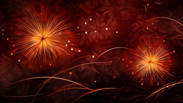 A colorful sky full of fireworks ample copy space lively illustrations