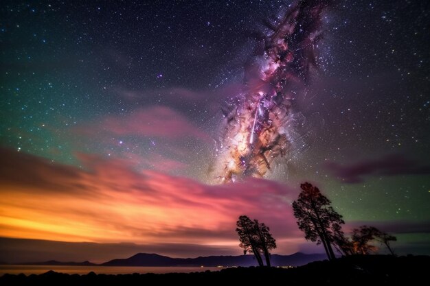 流星群のカラフルな空