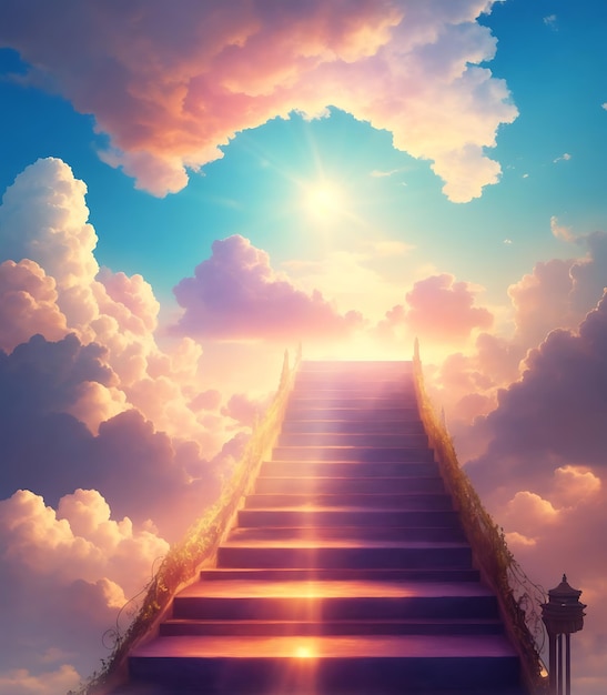 Colorful sky and Steps on sky