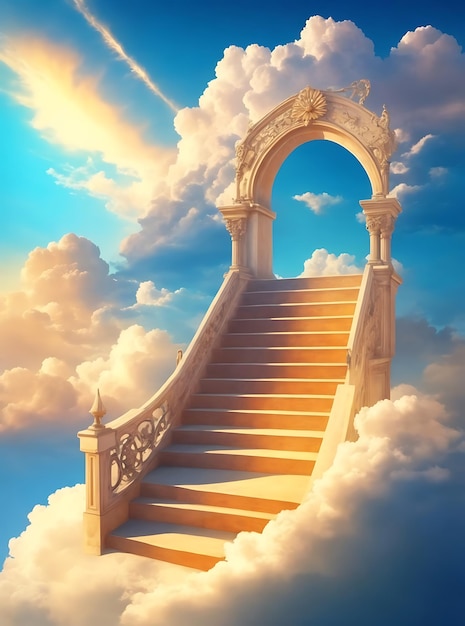 Colorful sky and Steps on sky