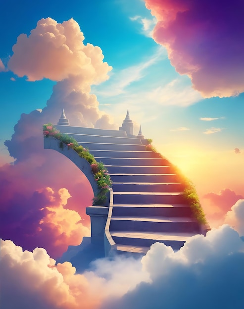 Colorful sky and Steps on sky