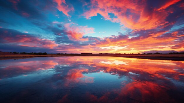 写真 色鮮やかな空の夕暮れの背景