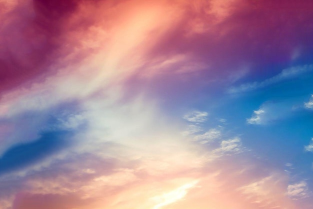 Colorful sky with clouds and a pink and blue sky