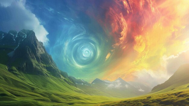 Colorful Sky With Spiral Painting