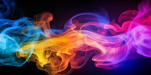 Colorful Smoke Against Black Background