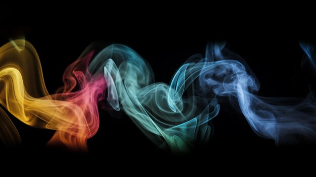 A colorful smoke against a black background