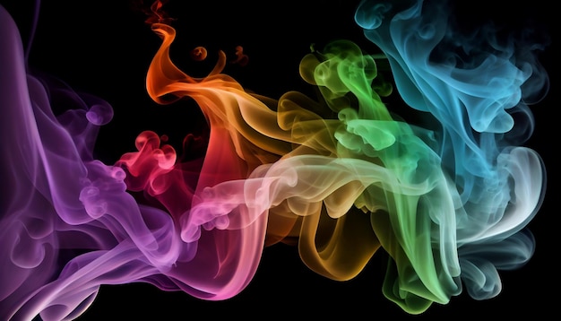 A colorful smoke background with a black background