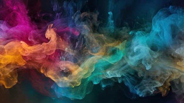 A colorful smoke background with a black background