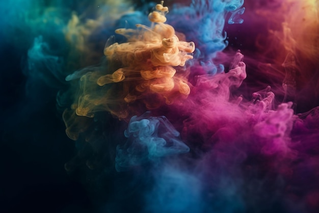 A colorful smoke background with a black background