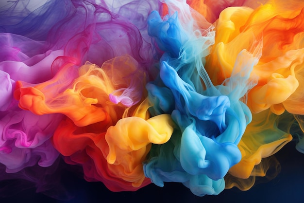 Colorful smoke billowing and intertwining in a dynamic and captivating way