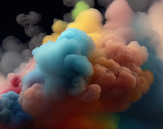 colorful smoke on black background 3 d render illustration