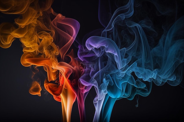 Colorful smoke on the black background Abstract background for design generative ai