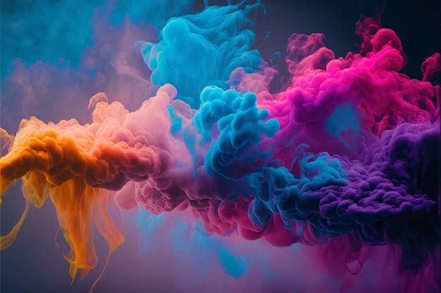 Colorful smoke on a black background Abstract background for design