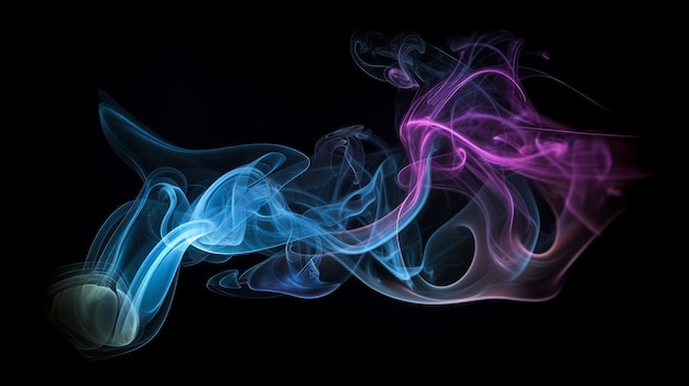 Colorful smoke on a black background creating a vibrant and dynamic effect Generative ai