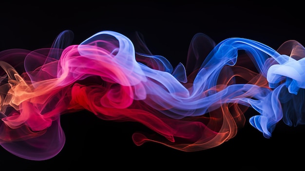 Colorful smoke on black background generative ai