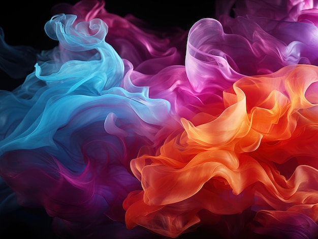 Colorful smoke on a black background Generative AI