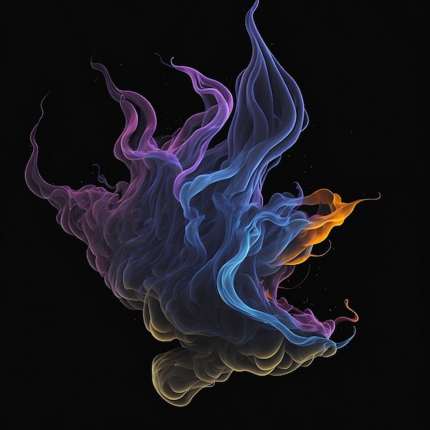 Красочный дым на черном фоне Многоцветный дым в темной комнате