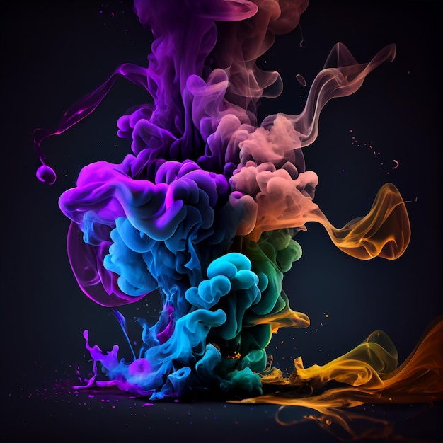 A colorful smoke and a black background with a black background.