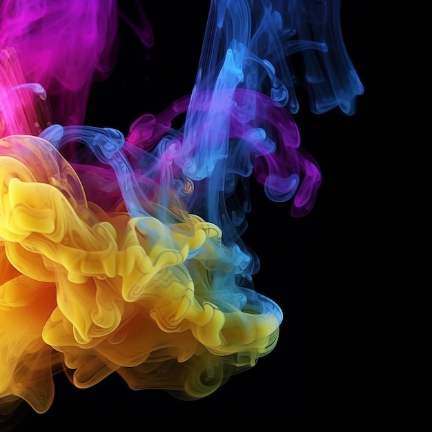 Photo colorful smoke on black background