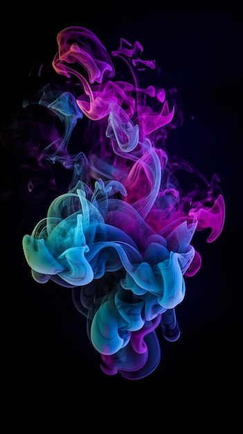 A colorful smoke on a black background