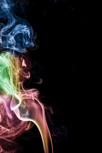 Colorful smoke on black background.