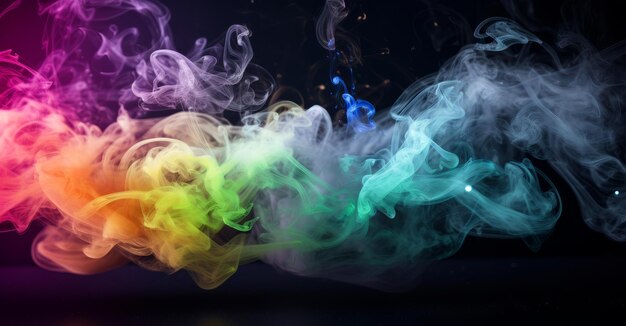 Photo colorful smoke on a black background