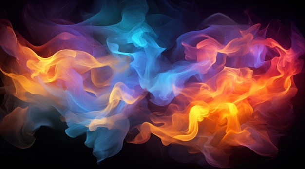 a colorful smoke on a black background