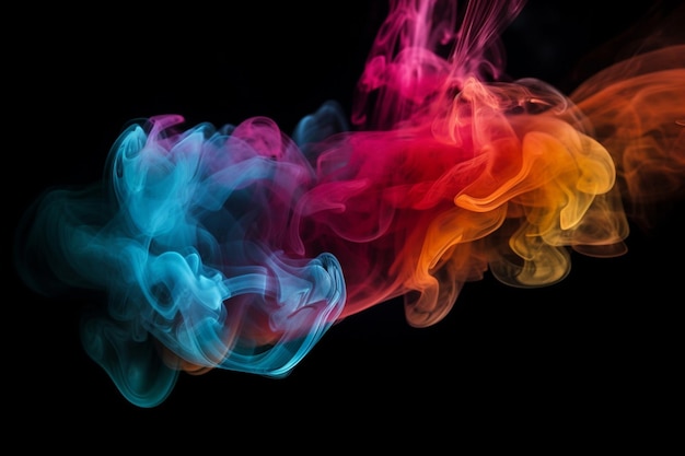 A colorful smoke on a black background