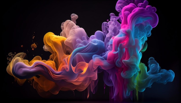 A colorful smoke on a black background