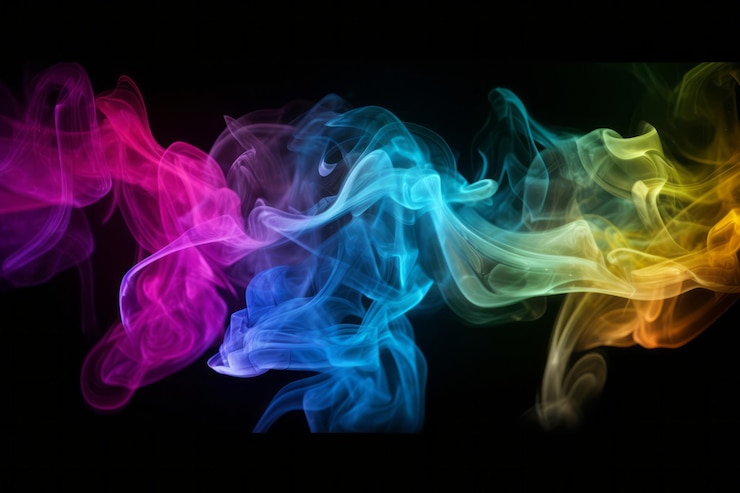 Photo a colorful smoke on black background