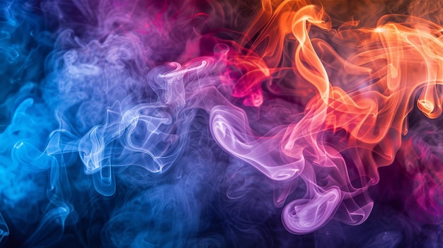 Colorful smoke closeup on a black background