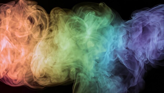 a colorful smoke cloud is shown in this image it looks like it is floating in the air very dark