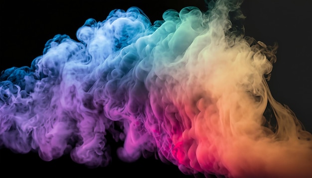 a colorful smoke cloud is shown in this image it looks like it is floating in the air very dark