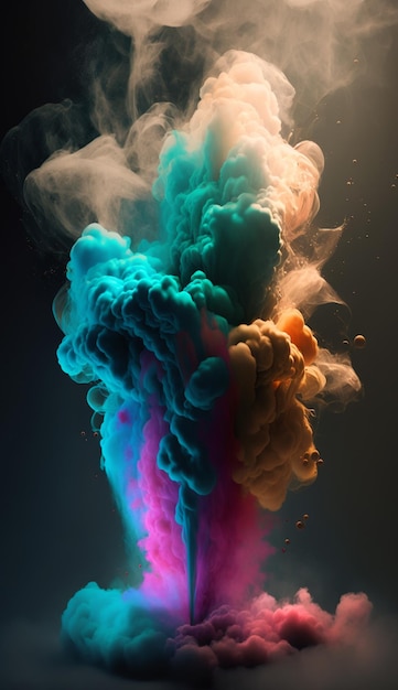 A colorful smoke cloud with a black background