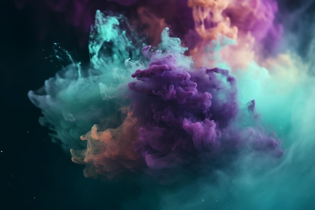 A colorful smoke cloud with a dark background