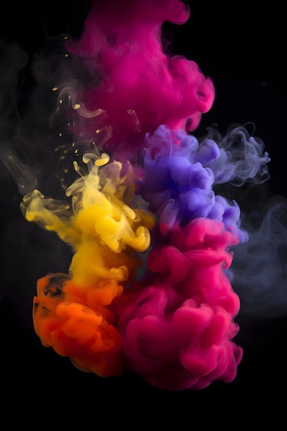 연기라는 단어가 있는 다채로운 연기 구름