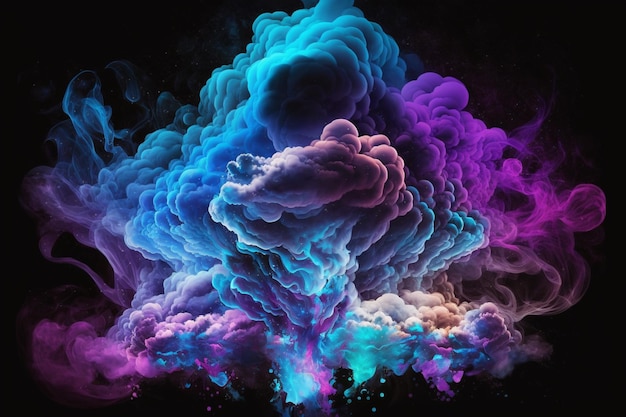 그것에 단어 연기와 함께 다채로운 연기 구름.