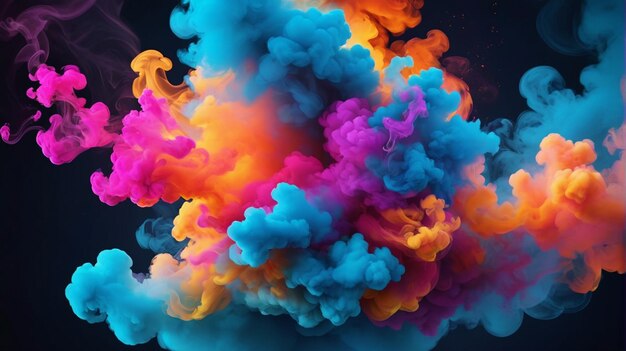 Colorful smoke clouds on black background