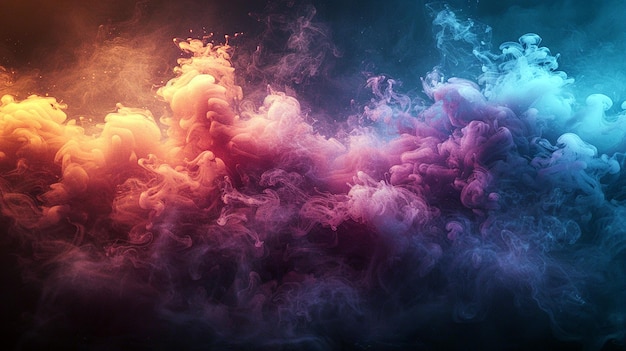 Colorful smoke clouds on dark background