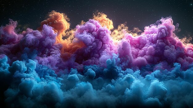 Foto nuvole di fumo colorate su uno sfondo scuro