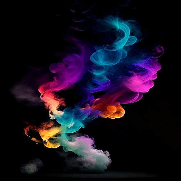 colorful smoke on dark background ai generated