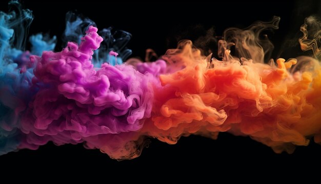 Colorful smoke explosion in black background high quality and realistic photoshoot