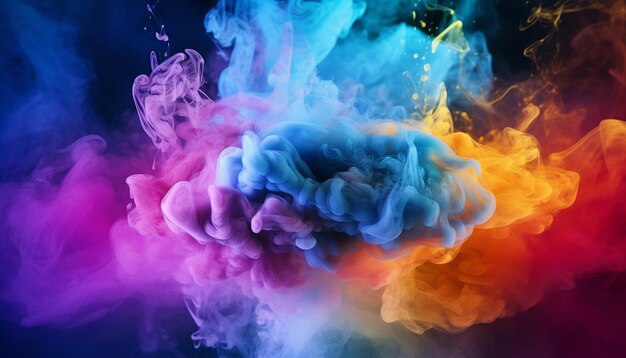 Colorful smoke explosion in black background high quality and realistic photoshoot