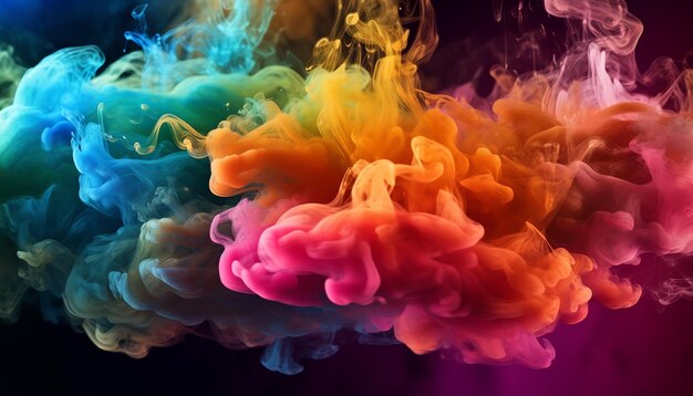 Colorful smoke explosion in black background high quality and realistic photoshoot